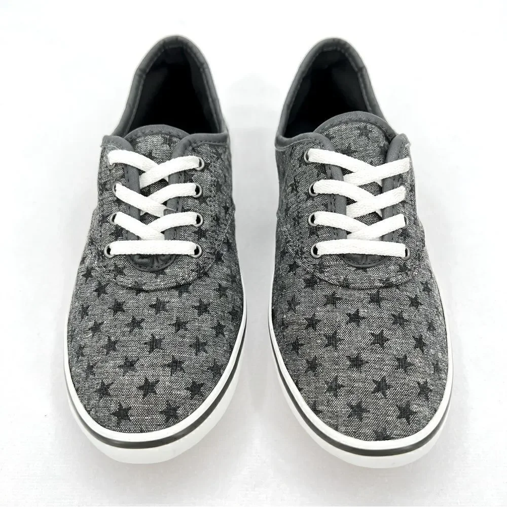 Vans Authentic Huntley Chambray Stars Gray White Sneakers Size 6.5